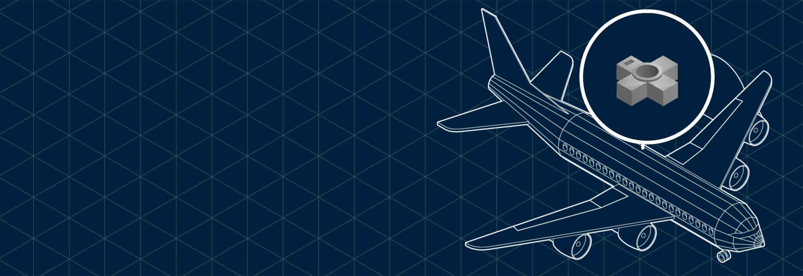 Dessin d 'avion sur fond blue de triangle illustrant la rétroconception d 'une pièce en制造添加剂